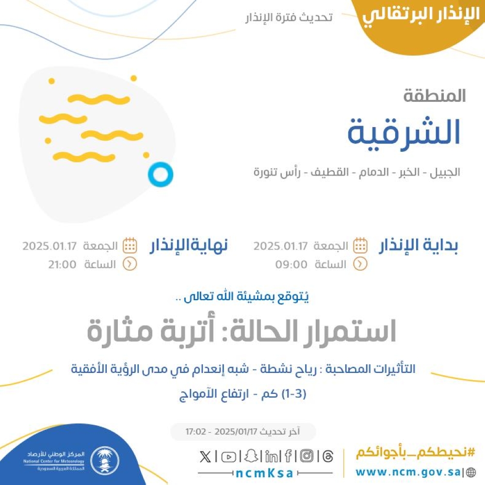 طقس-الشرقية-خلال الساعات-المقبلة.-أتربة-مثارة-على-عدة-أجزاء