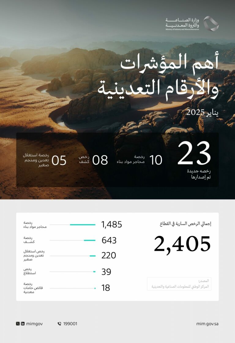 وزارة-الصناعة-والثروة-المعدنية-تصدر-23-رخصة-تعدينية-جديدة-في-يناير-2025
